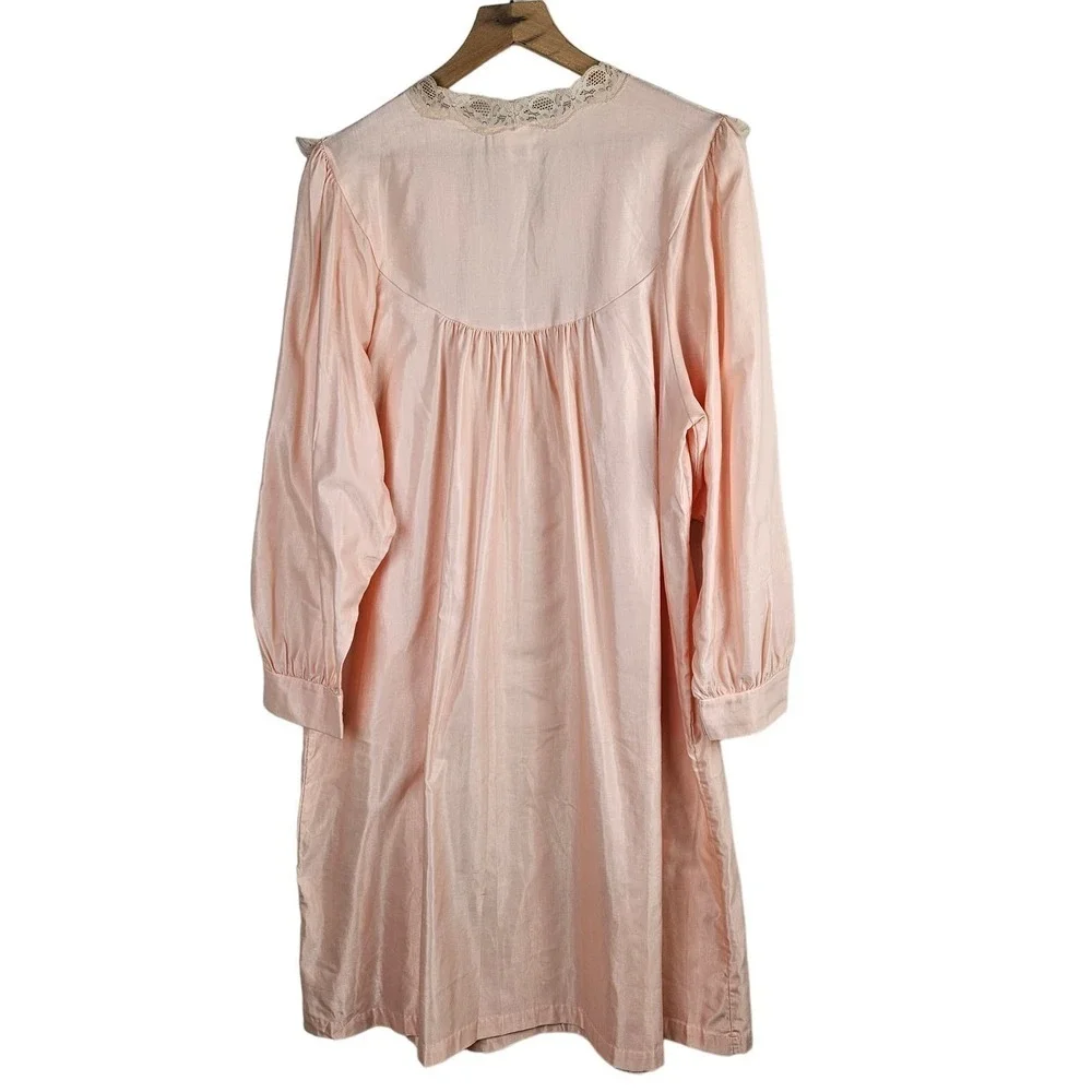Lady Barbizon Lace Trim Embroidered Nightgown 1X Peach Sleep‎ Shirt